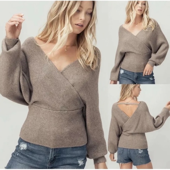 Love Tree Chic And Cozy Wrap Shoulder Vneck Sweater Dolman Sleeve Size XL - Picture 10 of 10